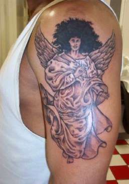 Afro angel tattoo