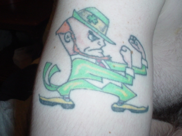 Notre Dame Fighting Irish Mascot tattoo