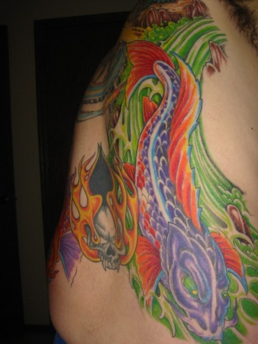 Koi in my back peice tattoo
