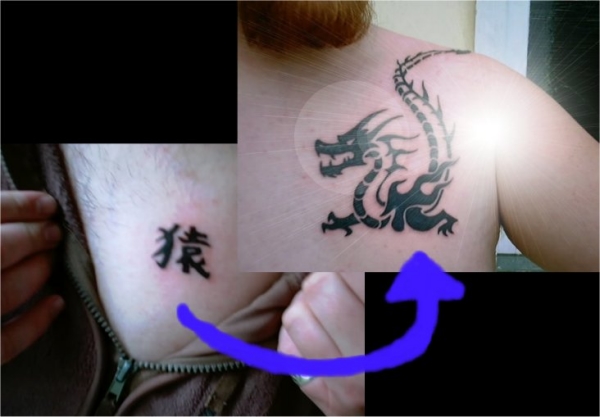 My Coverup tattoo, from a Chinese symbol to dragon tattoo
