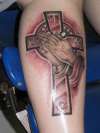 praying hands & cross tattoo