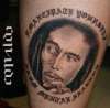 Back of left leg tattoo