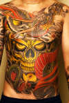 Epic Japanese Skull and Dragon tattoo