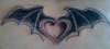 Bat Wings with Heart tattoo