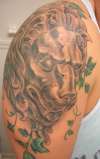 Stone Lion and Ivy tattoo