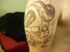 skull and snake outline tattoo