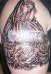 Virgin Mary & Roses tattoo