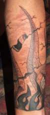 stone beveled flames tattoo