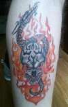 Skull and Dragon w/ flames tattoo