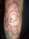 nu skool monkey outline tattoo