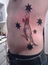 Boxing kangaroo with southerncross tattoo