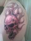 Skull with Flames tattoo