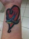 heart and sparrow tattoo