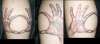 3OH!3 hands tattoo on right calf