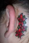 Behind Ear Flower Tattoo