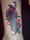fushia and greywash flowers tattoo