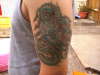 start of dragon half sleeve/ coverup tattoo