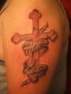 Cross w/ Ribbon tattoo