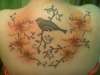 Lilies and bird. tattoo