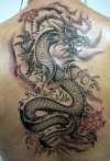 darkshade dragon n flowers tattoo