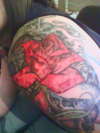 skull n roses sleeve tattoo