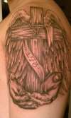 Cross Wings Hands tattoo