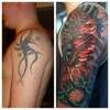 Koi Cover before and after tattoo