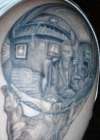 M.C. Escher - Hand holding Sphere tattoo