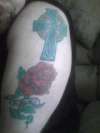 rose and celtic cross tattoo