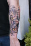 owl n rose tattoo