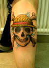 Strawhat Pirate Skull (One Piece) tattoo