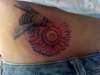 gerbera daisy and bumble bee tattoo