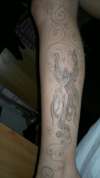 ladies left calf (ANGEL) tattoo