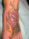 Firefighter foot tattoo