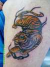 colour tribal tiger tattoo oriental mens arm