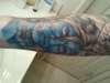 right arm with color tattoo