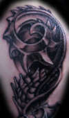 Bio mech shoulder tattoo