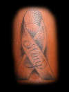 BREAST CANCER RIBBON W/ NAME tattoo