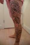 Maori full leg tattoo