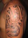 bio-mechanical shoulder tattoo