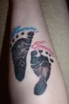 My babies' footprints (1 hour after) tattoo