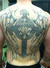 Back Cross and Wings tattoo