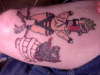 gagged and bound chicken, fish on old barrel keg (in progress) tattoo