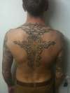 back tribal with angel and wings tattoo