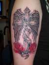 cross and wings tattoo