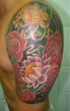 LOVE THEM FLOWERS,LOVE THEM ASIAN HALF SLEEVES LOVE THEM COLOUR tattoo