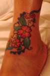 heart petal flower foot tat tattoo