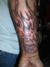 skull and flames tattoo