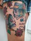 Day of the dead thigh piece tattoo
