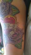 Mom heart with 3 big old school roses 2 tattoo